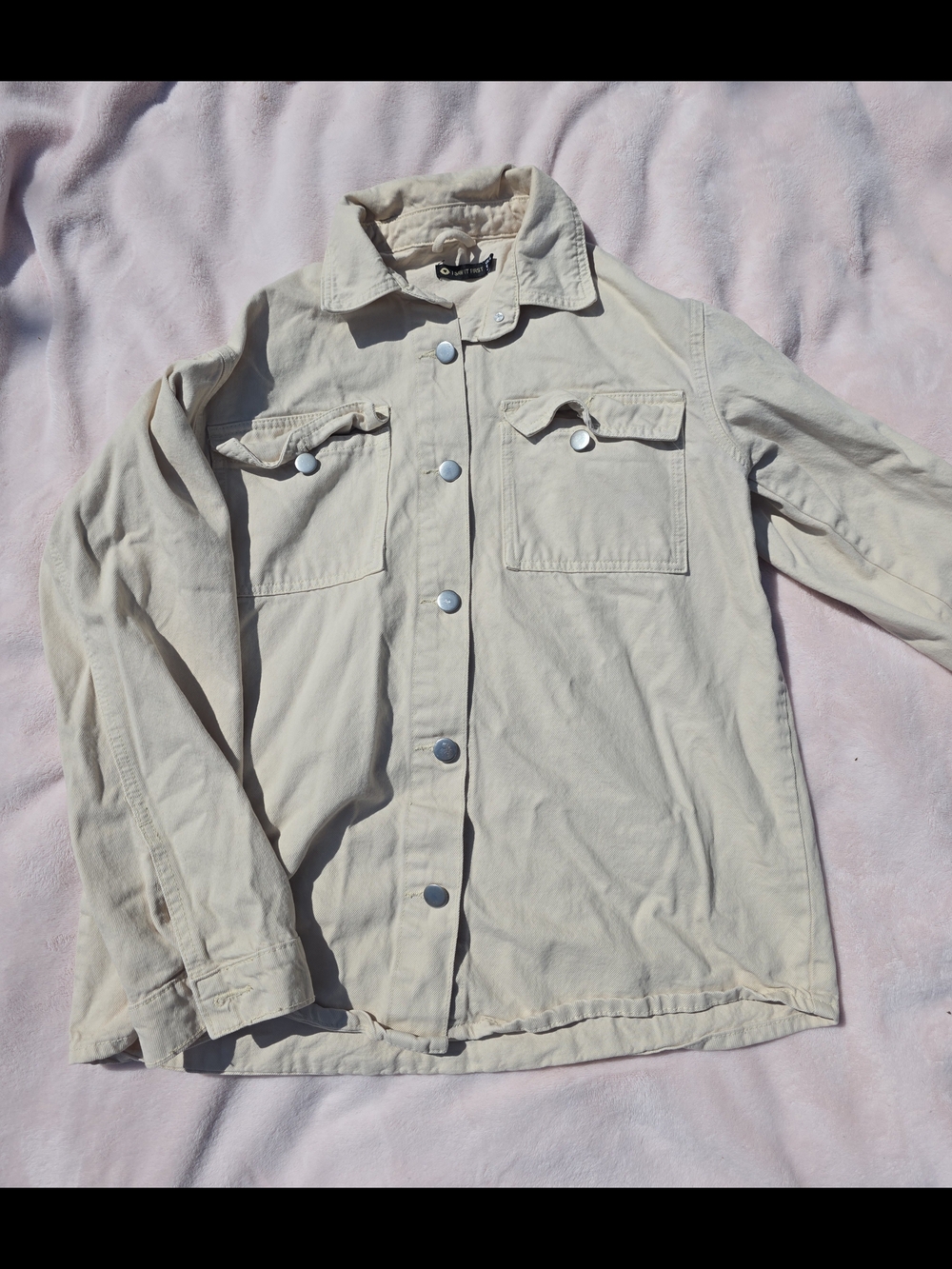 I Saw It First Cream Off White Denim Shacket Jacket Size US 6